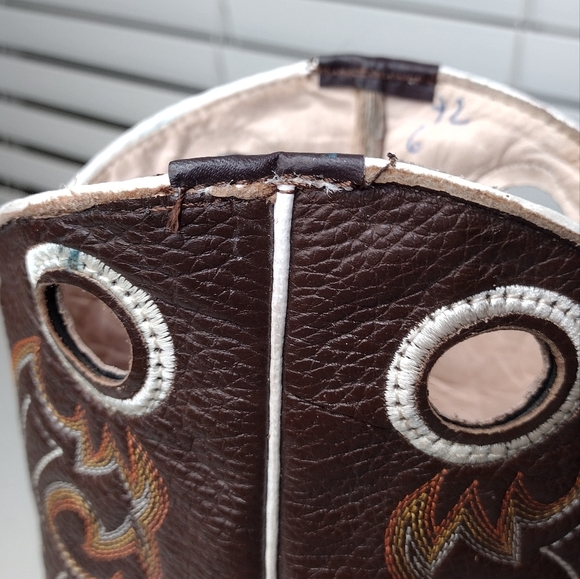 Boots Men's Brown Leather Pull-On Square Toe Rodeo Cowboy Western Boots Sz 8 - Picture 15 of 16